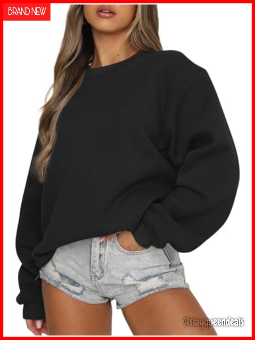 Womens Oversized Fleece Sweatshirt Crewneck Pullover Y2K